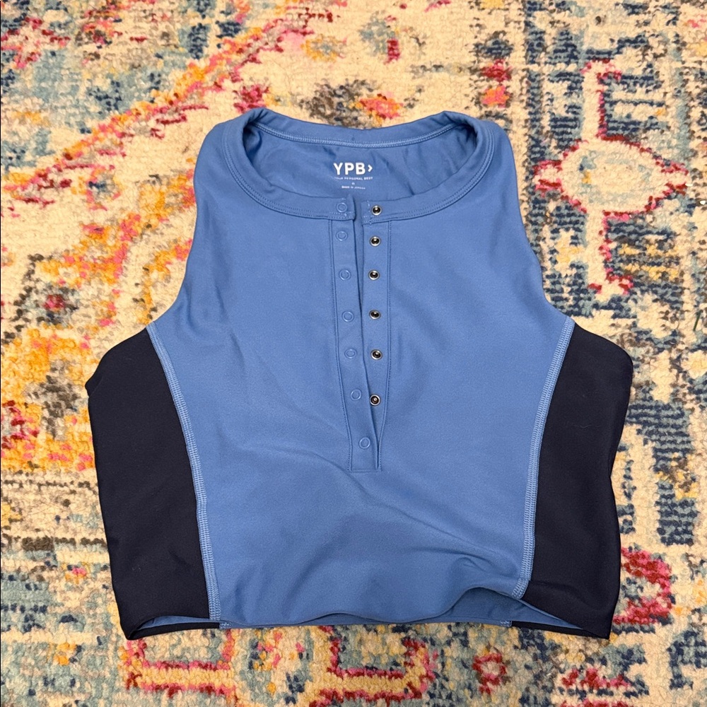 Blue and Black Sleeveless Workout top